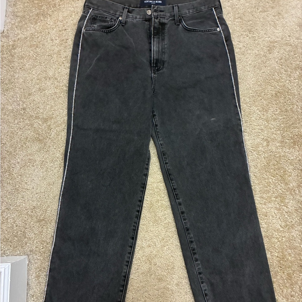 Veronica beard grey straight leg sparkle side jeans - Picture 5 of 6
